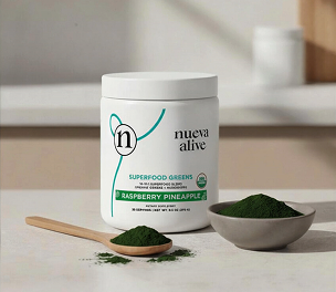 Nueva Alive Superfood Greens, raspberry pineapple flavor